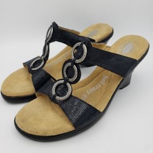 Dr Scholls Ashina Sandal Black Wedge Silver Ring